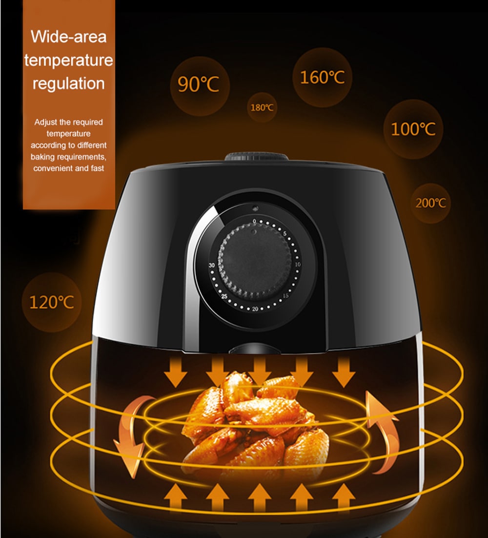 SH - AF8 Household Large-capacity Smoke-free Air Fryer- Black SH - AF8 Household Large-capacity Smoke-free Air Fryer- Black