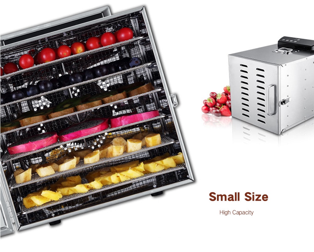 Stainless Steel Dried Fruit Machine Vegetable Dehydrator Food Dryer- Silver UK Plug Stainless Steel Dried Fruit Machine Vegetable Dehydrator Food Dryer- Silver UK Plug