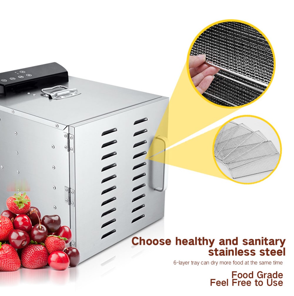 Stainless Steel Dried Fruit Machine Vegetable Dehydrator Food Dryer- Silver UK Plug Stainless Steel Dried Fruit Machine Vegetable Dehydrator Food Dryer- Silver UK Plug