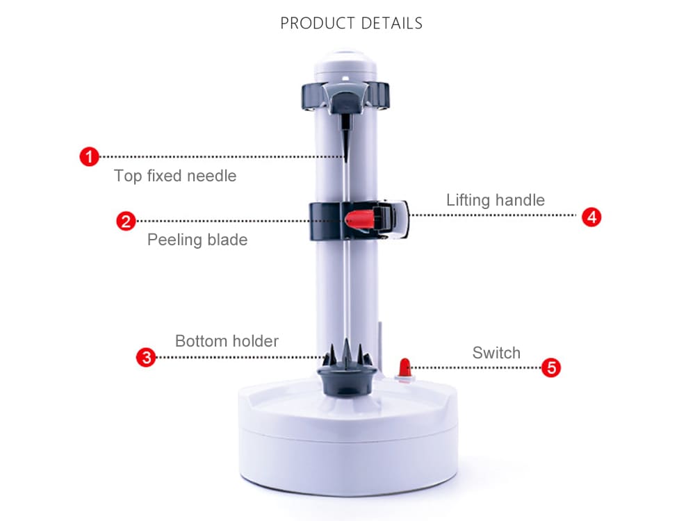 Stainless Steel Multi-function Automatic Peeler - White Stainless Steel Multi-function Automatic Peeler - White