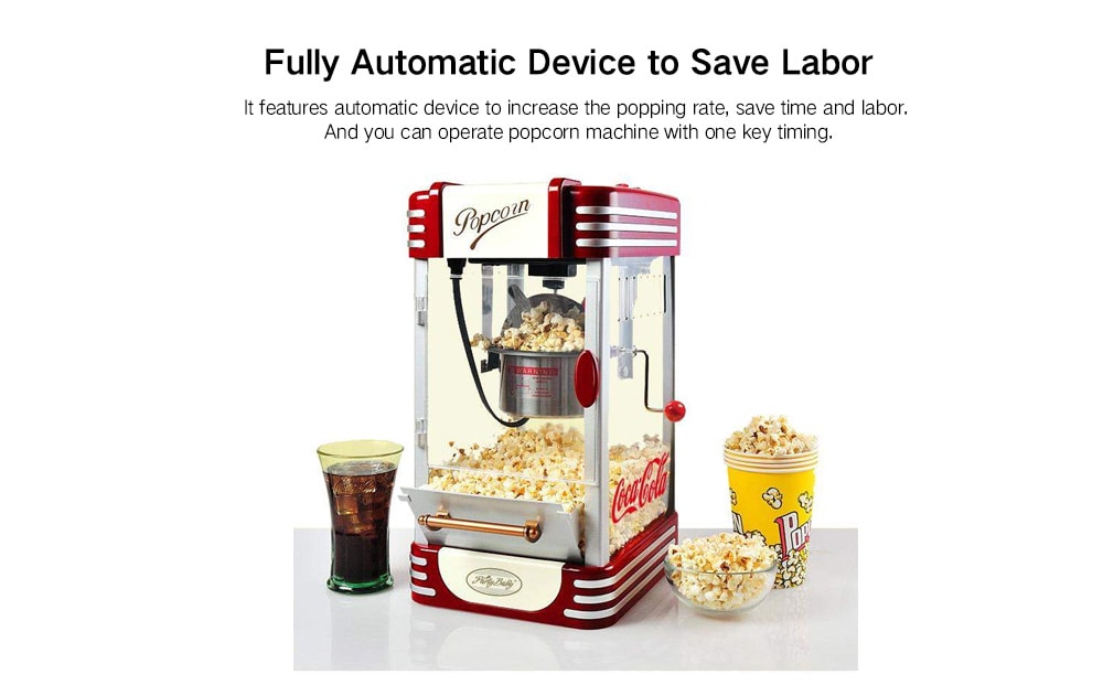 Stainless Steel Automatic Spherical Commercial Popcorn Machine- Red Stainless Steel Automatic Spherical Commercial Popcorn Machine- Red