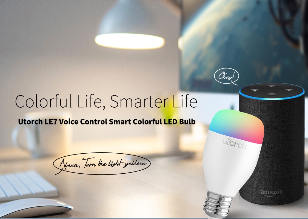 Utorch LE7 E27 Smart WiFi RGBW LED Light Bulb Dimmable for Party Lighting AC100 - 240V 1PC- White 1Pc Utorch LE7 E27 Smart WiFi RGBW LED Light Bulb Dimmable for Party Lighting AC100 - 240V 1PC- White 1Pc