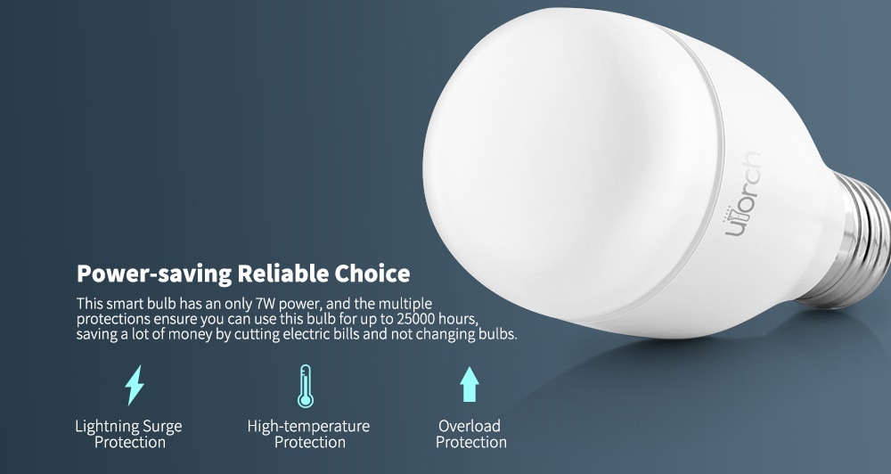 Utorch LE7 E27 Smart WiFi RGBW LED Light Bulb Dimmable for Party Lighting AC100 - 240V 1PC- White 1Pc Utorch LE7 E27 Smart WiFi RGBW LED Light Bulb Dimmable for Party Lighting AC100 - 240V 1PC- White 1Pc