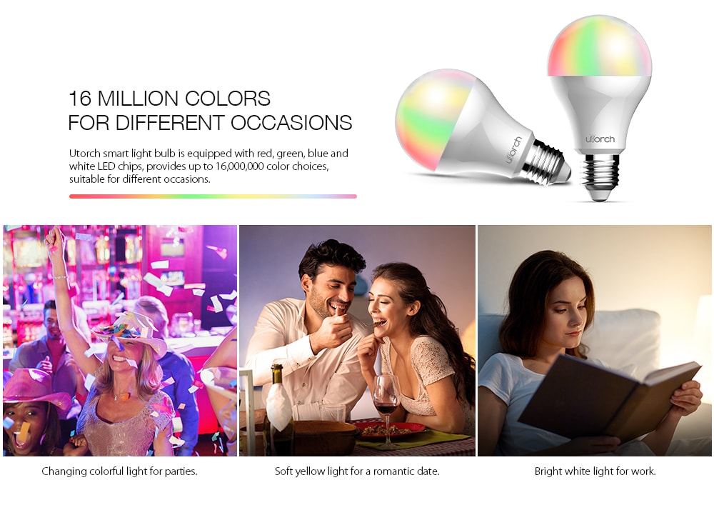 Utorch BW - 5 Smart WiFi Voice Control Light Bulb- White 7W 450LM Utorch BW - 5 Smart WiFi Voice Control Light Bulb- White 7W 450LM