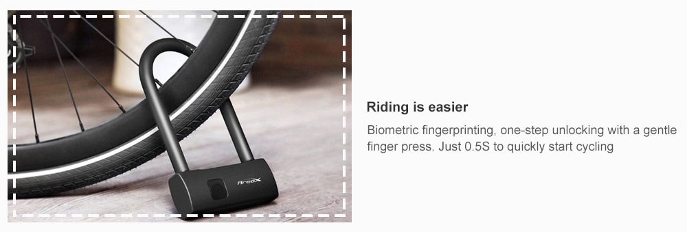 Smart Fingerprint Durable Waterproof U-lock from Xiaomi youpin- Black Short Smart Fingerprint Durable Waterproof U-lock from Xiaomi youpin- Black Short