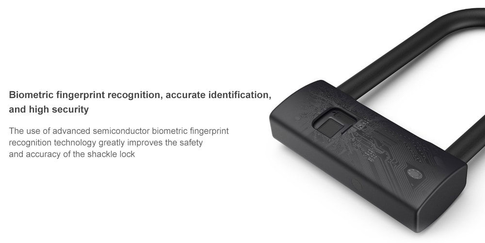 Smart Fingerprint Durable Waterproof U-lock from Xiaomi youpin- Black Short Smart Fingerprint Durable Waterproof U-lock from Xiaomi youpin- Black Short