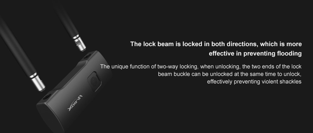Smart Fingerprint Durable Waterproof U-lock from Xiaomi youpin- Black Short Smart Fingerprint Durable Waterproof U-lock from Xiaomi youpin- Black Short