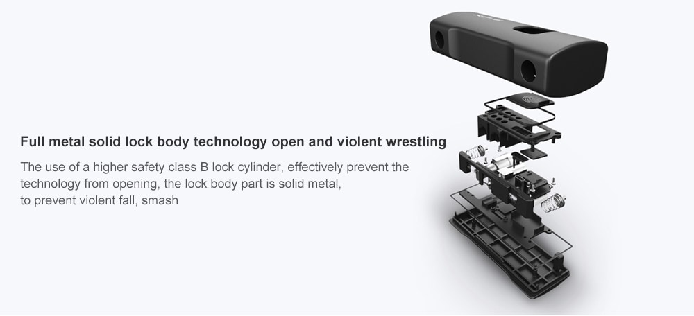 Smart Fingerprint Durable Waterproof U-lock from Xiaomi youpin- Black Short Smart Fingerprint Durable Waterproof U-lock from Xiaomi youpin- Black Short