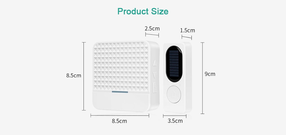 Wireless Smart Door Bell 300M Remote Waterproof Solar Power Doorbell for Home Security- White Wireless Smart Door Bell 300M Remote Waterproof Solar Power Doorbell for Home Security- White