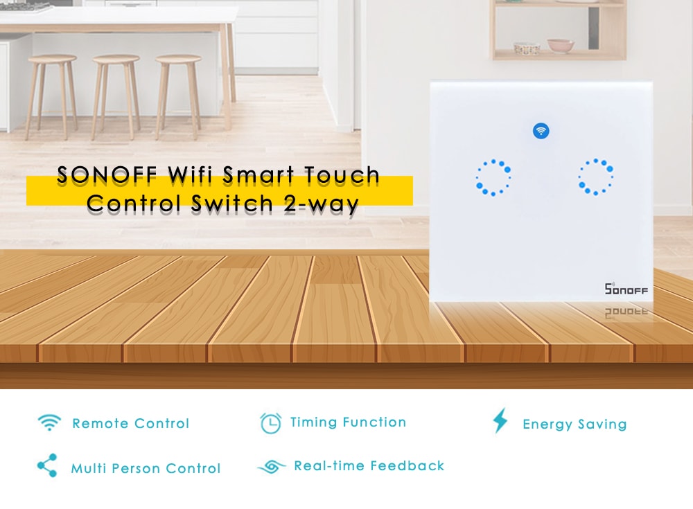 SONOFF Wifi Smart Touch Switch 2-way European Standard Panel- White SONOFF Wifi Smart Touch Switch 2-way European Standard Panel- White