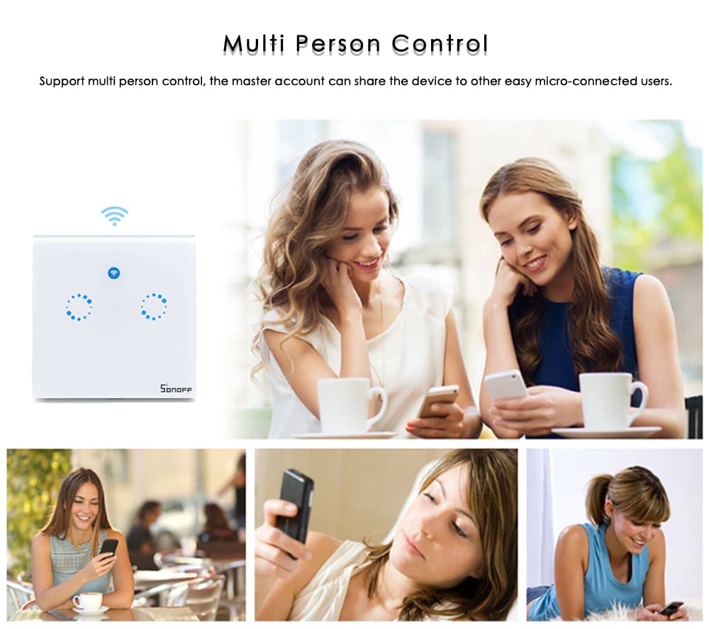 SONOFF Wifi Smart Touch Switch 2-way European Standard Panel- White SONOFF Wifi Smart Touch Switch 2-way European Standard Panel- White