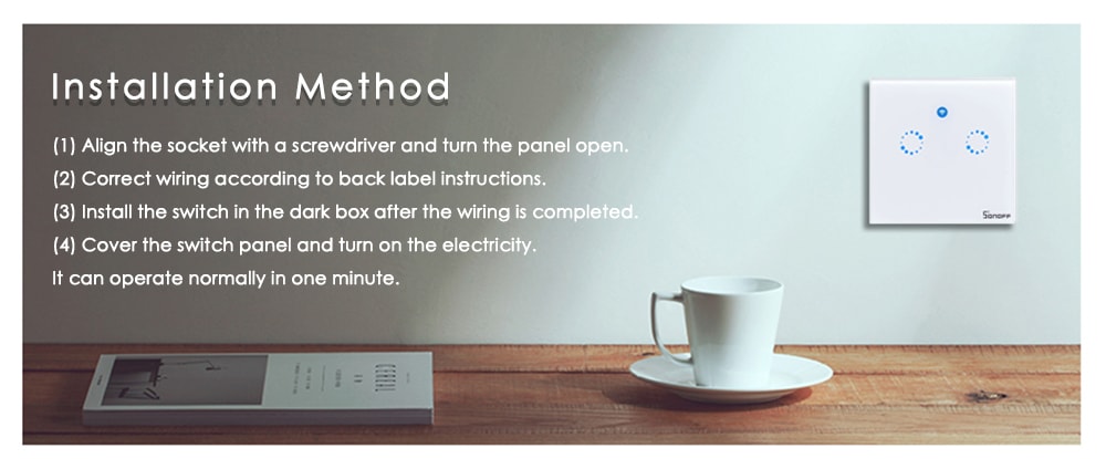 SONOFF Wifi Smart Touch Switch 2-way European Standard Panel- White SONOFF Wifi Smart Touch Switch 2-way European Standard Panel- White