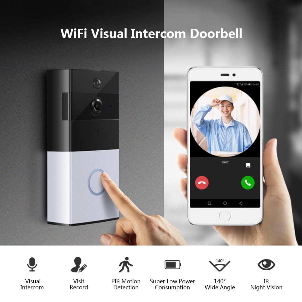 XM - JPIDG1 Smart Home Wireless WiFi Video Visual Intercom Camera Doorbell PIR Motion Detection- Silver XM - JPIDG1 Smart Home Wireless WiFi Video Visual Intercom Camera Doorbell PIR Motion Detection- Silver
