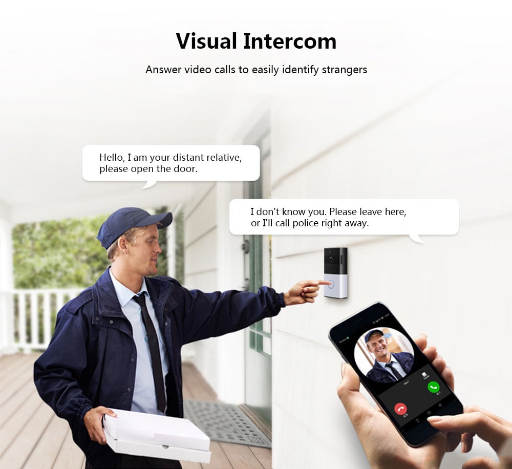 XM - JPIDG1 Smart Home Wireless WiFi Video Visual Intercom Camera Doorbell PIR Motion Detection- Silver XM - JPIDG1 Smart Home Wireless WiFi Video Visual Intercom Camera Doorbell PIR Motion Detection- Silver