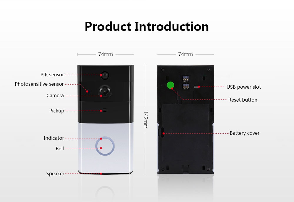 XM - JPIDG1 Smart Home Wireless WiFi Video Visual Intercom Camera Doorbell PIR Motion Detection- Silver XM - JPIDG1 Smart Home Wireless WiFi Video Visual Intercom Camera Doorbell PIR Motion Detection- Silver