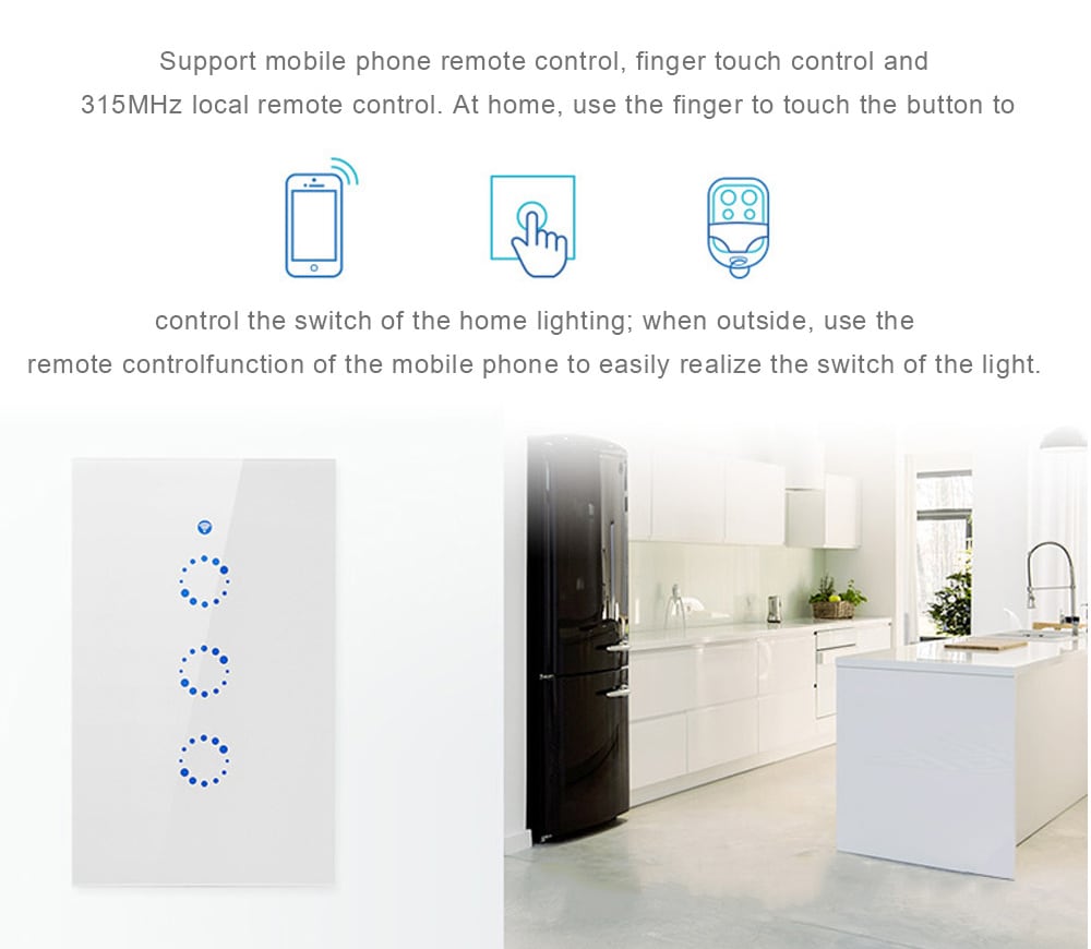 SONOFF T1 Smart WiFi RF / APP / Touch Control Wall Light Switch - White SONOFF T1 Smart WiFi RF / APP / Touch Control Wall Light Switch - White