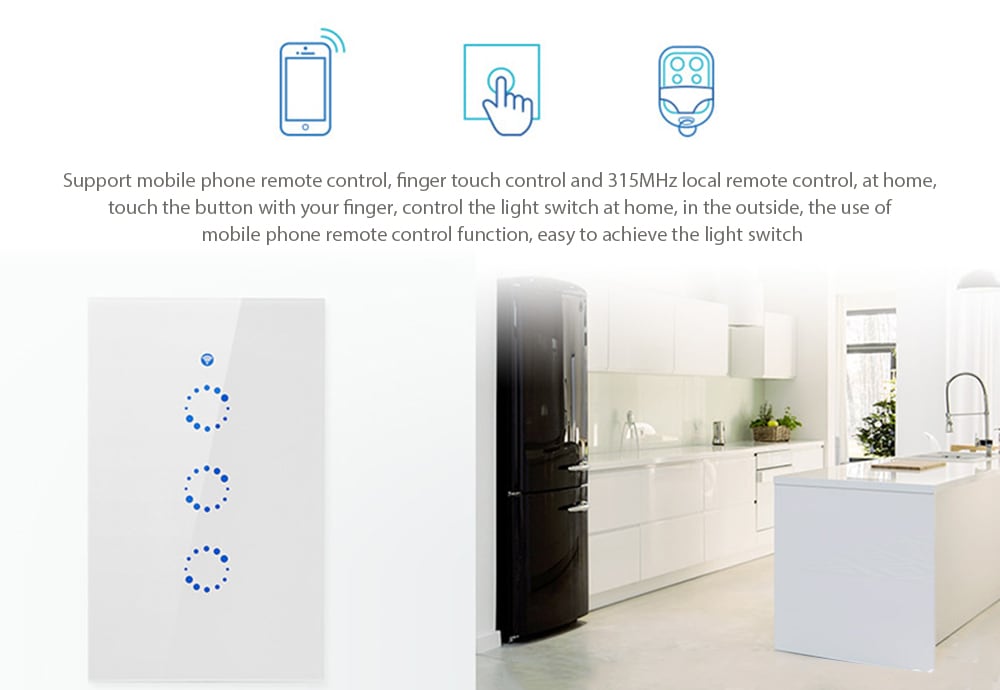 SONOFF T1 US WiFi RF / APP/ Touch Control Wall Light Switch 2 Gang Panel Home with Alexa- White SONOFF T1 US WiFi RF / APP/ Touch Control Wall Light Switch 2 Gang Panel Home with Alexa- White