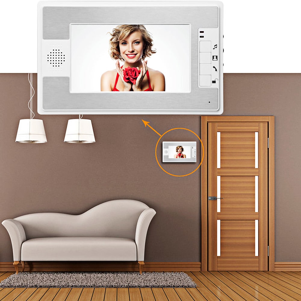 SY812MKW11 7 Inches TFT Screen Hands Free Video Interphone Doorbell Intercom- Silver White EU Plug SY812MKW11 7 Inches TFT Screen Hands Free Video Interphone Doorbell Intercom- Silver White EU Plug