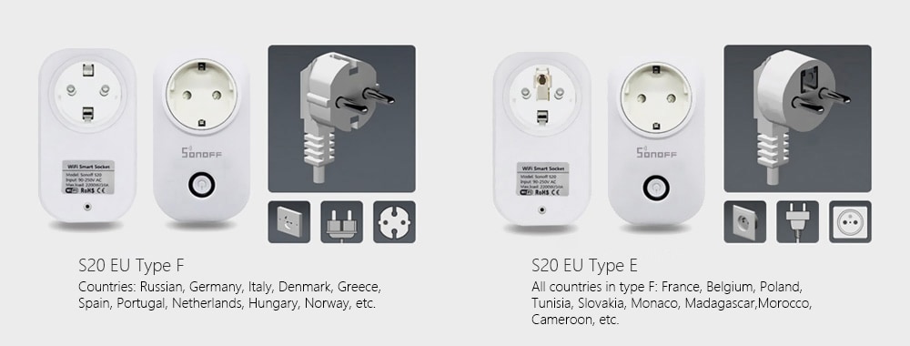 SONOFF S20 WiFi Smart Switch Socket Wireless Remote Control- White EU Plug SONOFF S20 WiFi Smart Switch Socket Wireless Remote Control- White EU Plug
