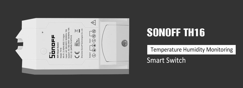 SONOFF TH16 Temperature Humidity Monitoring WiFi Smart Switch for Smart Home- White SONOFF TH16 Temperature Humidity Monitoring WiFi Smart Switch for Smart Home- White