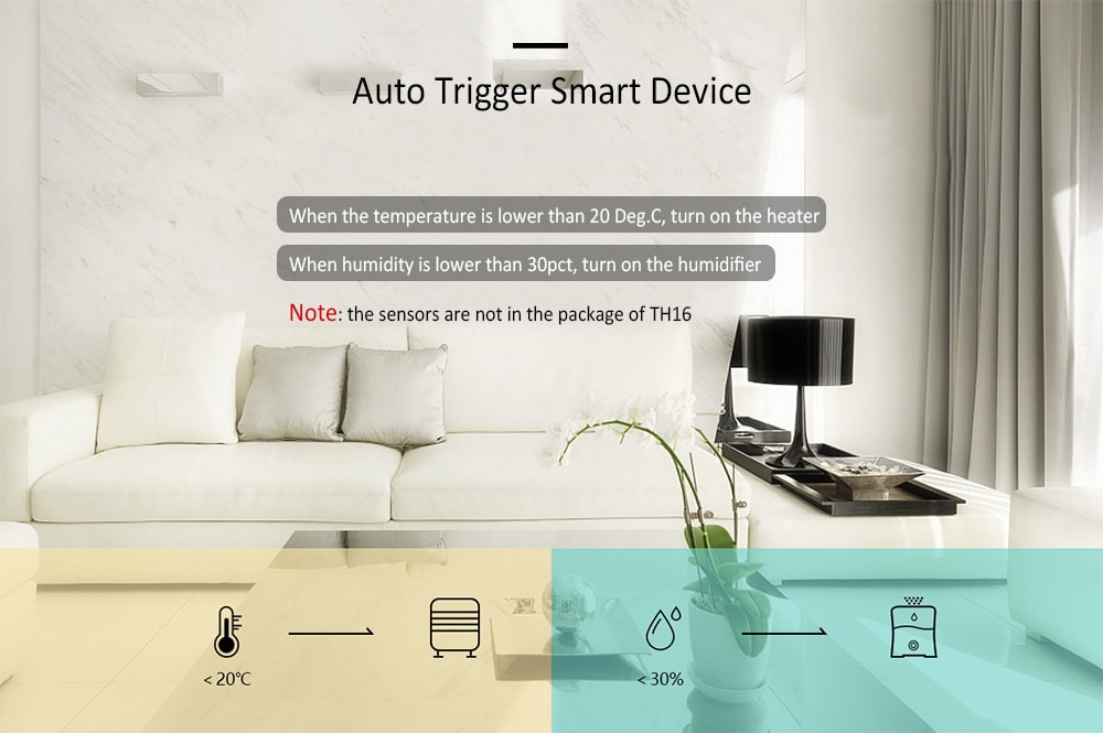 SONOFF TH16 Temperature Humidity Monitoring WiFi Smart Switch for Smart Home- White SONOFF TH16 Temperature Humidity Monitoring WiFi Smart Switch for Smart Home- White