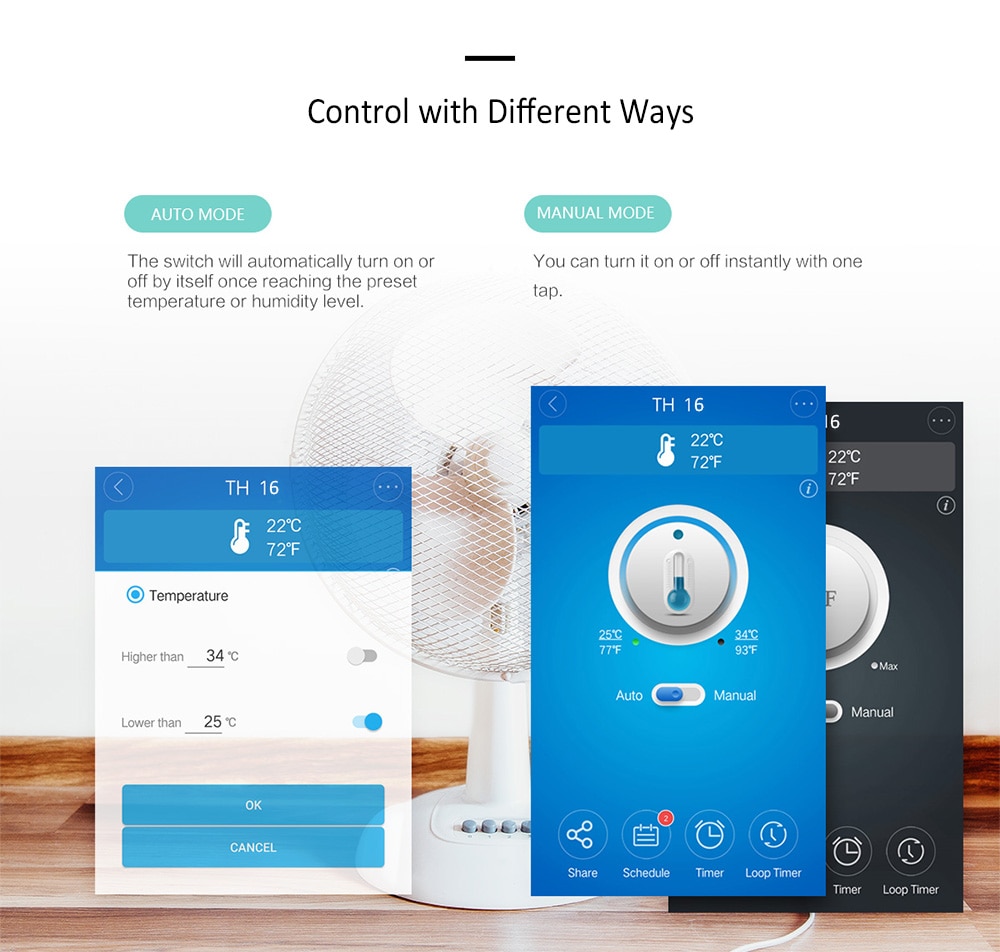 SONOFF TH16 Temperature Humidity Monitoring WiFi Smart Switch for Smart Home- White SONOFF TH16 Temperature Humidity Monitoring WiFi Smart Switch for Smart Home- White