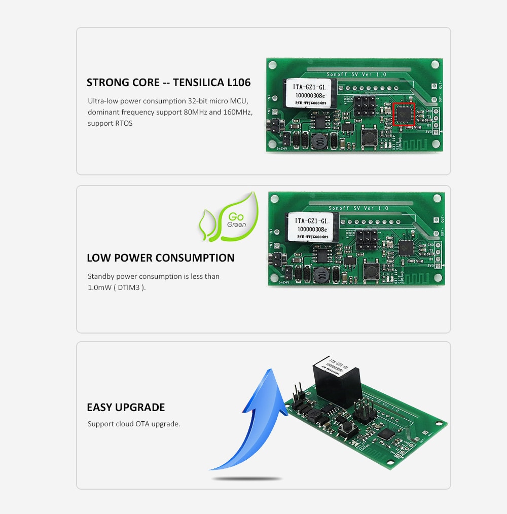 SONOFF SV Safe Voltage WiFi Wireless Switch Smart Home Module - Greenish Blue SONOFF SV Safe Voltage WiFi Wireless Switch Smart Home Module - Greenish Blue