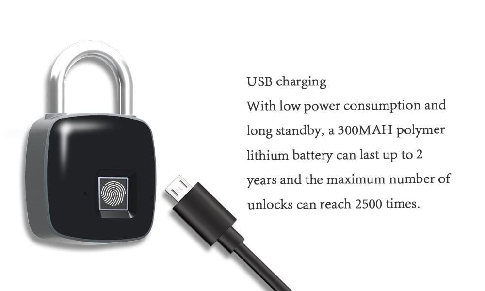 P3 Fingerprint Padlock Electronic Intelligent Padlock Non-password Lock- Black P3 Fingerprint Padlock Electronic Intelligent Padlock Non-password Lock- Black