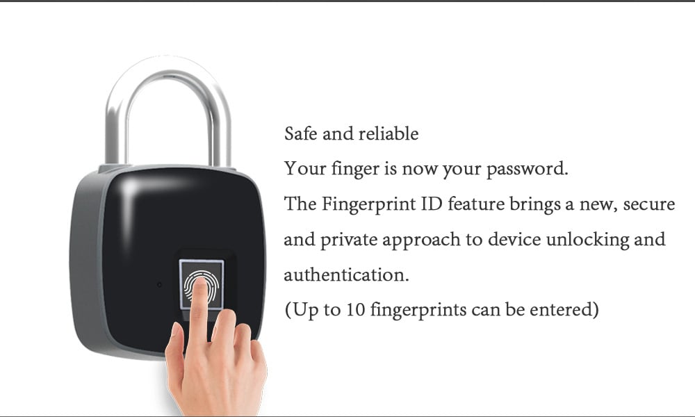 P3 Fingerprint Padlock Electronic Intelligent Padlock Non-password Lock- Black P3 Fingerprint Padlock Electronic Intelligent Padlock Non-password Lock- Black