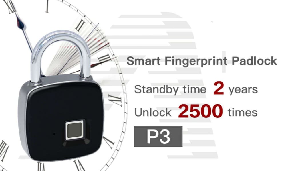 P3 Fingerprint Padlock Electronic Intelligent Padlock Non-password Lock- Black P3 Fingerprint Padlock Electronic Intelligent Padlock Non-password Lock- Black