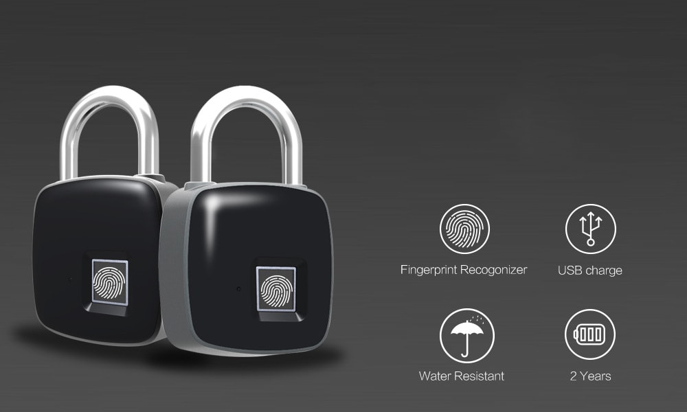 P3 Fingerprint Padlock Electronic Intelligent Padlock Non-password Lock- Black P3 Fingerprint Padlock Electronic Intelligent Padlock Non-password Lock- Black