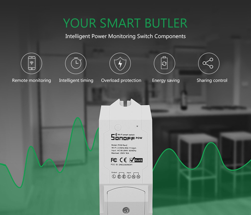SONOFF POW R2 Intelligent Power Monitoring Switch Components- White SONOFF POW R2 Intelligent Power Monitoring Switch Components- White