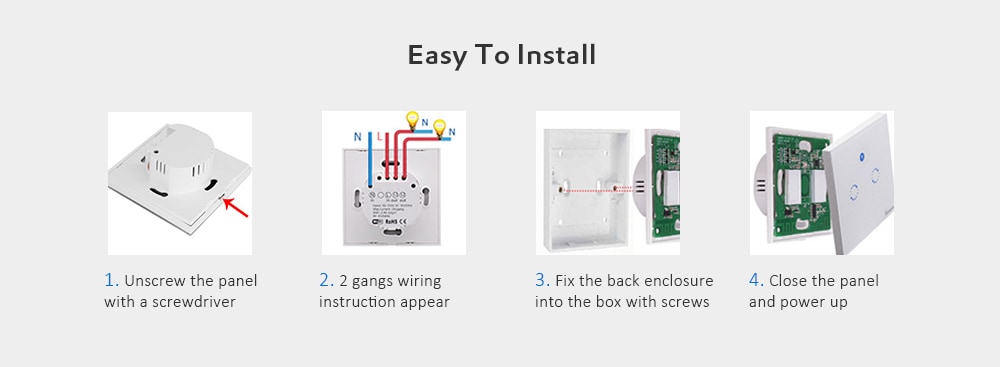 SONOFF T1 Double Gangs WiFi and RF 86 Type Smart Wall Touch Light Switch- White SONOFF T1 Double Gangs WiFi and RF 86 Type Smart Wall Touch Light Switch- White