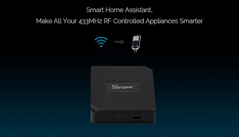 SONOFF RF Bridge 433 WiFi 433MHz Replacement Smart Home Automation Universal Switch Intelligent Remote RF Controller- Black SONOFF RF Bridge 433 WiFi 433MHz Replacement Smart Home Automation Universal Switch Intelligent Remote RF Controller- Black