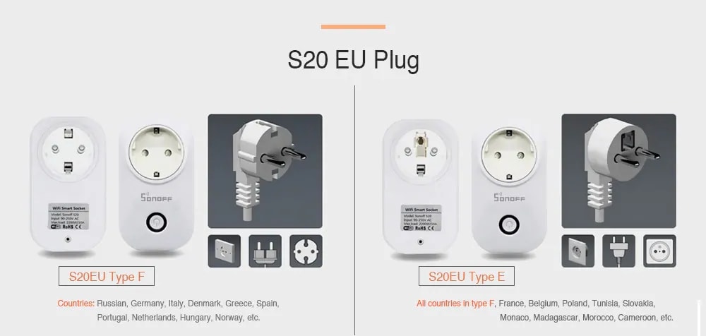 SONOFF S20 WiFi Smart Switch Socket for Home Safety- White SONOFF S20 WiFi Smart Switch Socket for Home Safety- White
