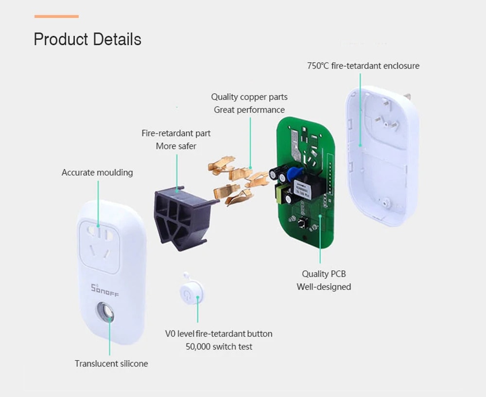 SONOFF S20 WiFi Smart Switch Socket for Home Safety- White SONOFF S20 WiFi Smart Switch Socket for Home Safety- White