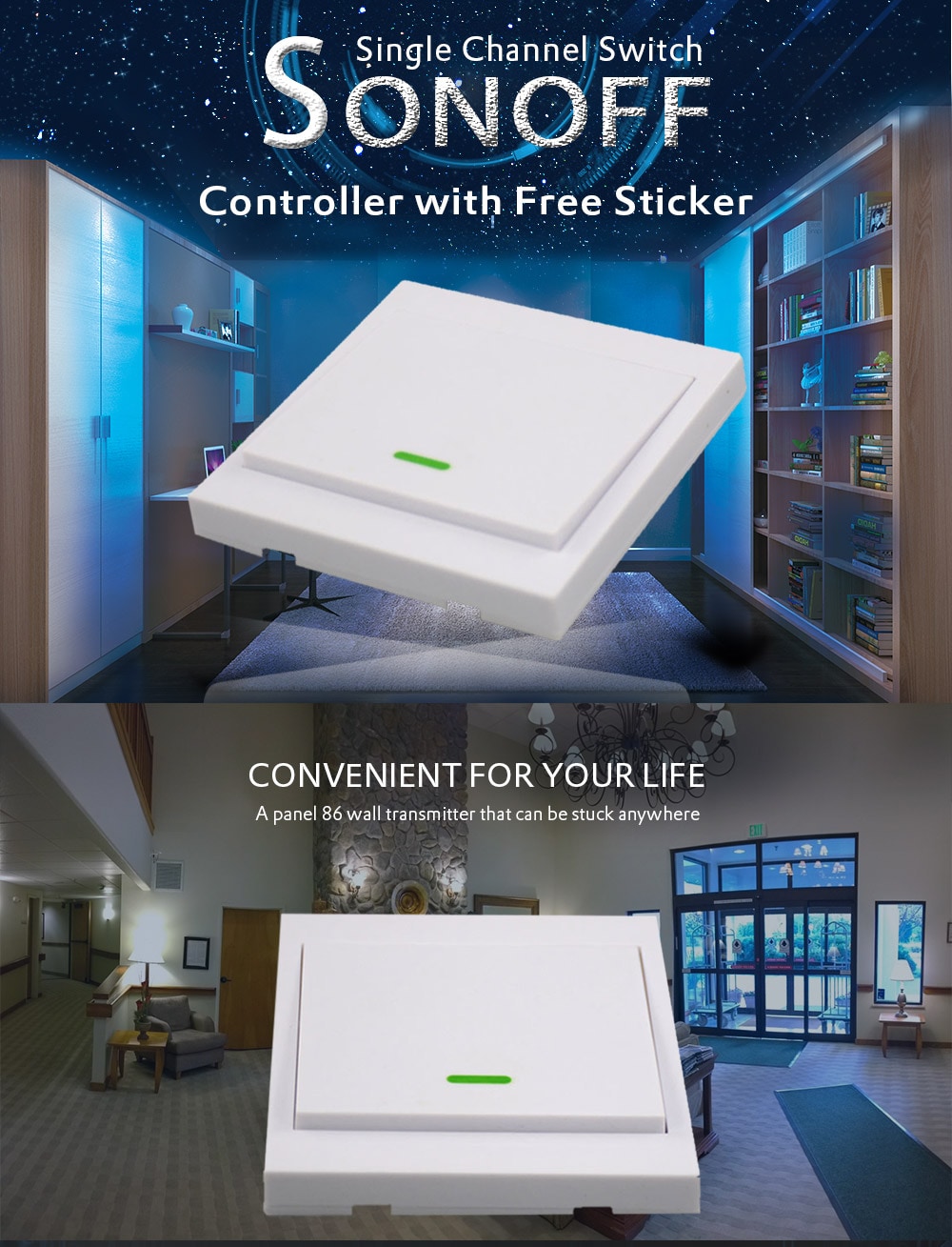 SONOFF Single Channel Switch Remote Controller with Free Sticker - White SONOFF Single Channel Switch Remote Controller with Free Sticker - White