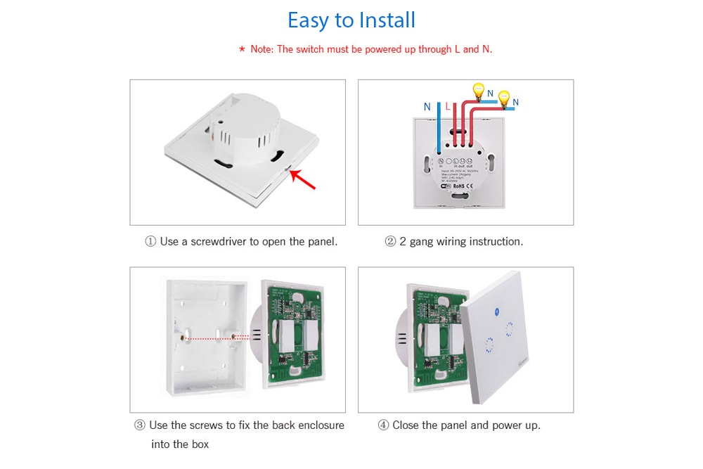 SONOFF T1 EU Standard 2 Gang Smart Wireless WiFi + RF + APP Wall Touch Light Switch- Milk White SONOFF T1 EU Standard 2 Gang Smart Wireless WiFi + RF + APP Wall Touch Light Switch- Milk White
