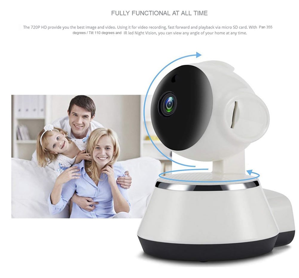 V380 HD 720P Smart IP Camera WiFi Mobile Remote Control with PTZ Function for Home Security- Milk White EU Plug V380 HD 720P Smart IP Camera WiFi Mobile Remote Control with PTZ Function for Home Security- Milk White EU Plug