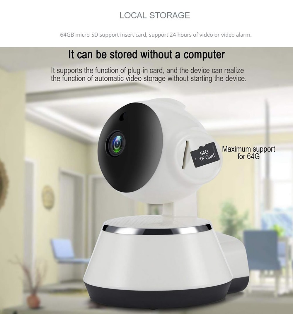 V380 HD 720P Smart IP Camera WiFi Mobile Remote Control with PTZ Function for Home Security- Milk White EU Plug V380 HD 720P Smart IP Camera WiFi Mobile Remote Control with PTZ Function for Home Security- Milk White EU Plug