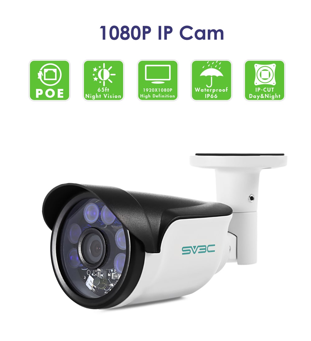 SV3C SV - B01 1080P HD Bullet Outdoor Waterproof IP Camera- White and Black EU Plug SV3C SV - B01 1080P HD Bullet Outdoor Waterproof IP Camera- White and Black EU Plug