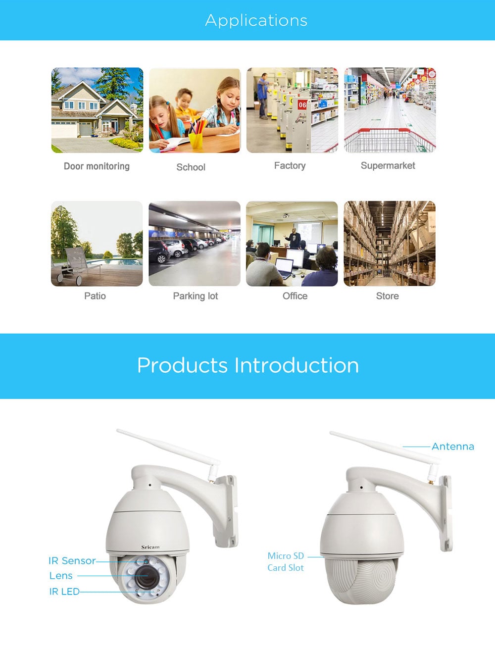 SRICAM SP008 960P H.264 WiFi IP Camera P2P Outdoor Security Cam- Light Gray EU Plug SRICAM SP008 960P H.264 WiFi IP Camera P2P Outdoor Security Cam- Light Gray EU Plug