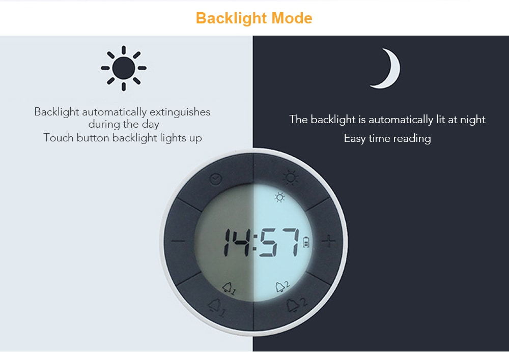 Utorch 104 Digital Rechargeable Gravity Sensor Alarm Clock Night Light- Gray Utorch 104 Digital Rechargeable Gravity Sensor Alarm Clock Night Light- Gray