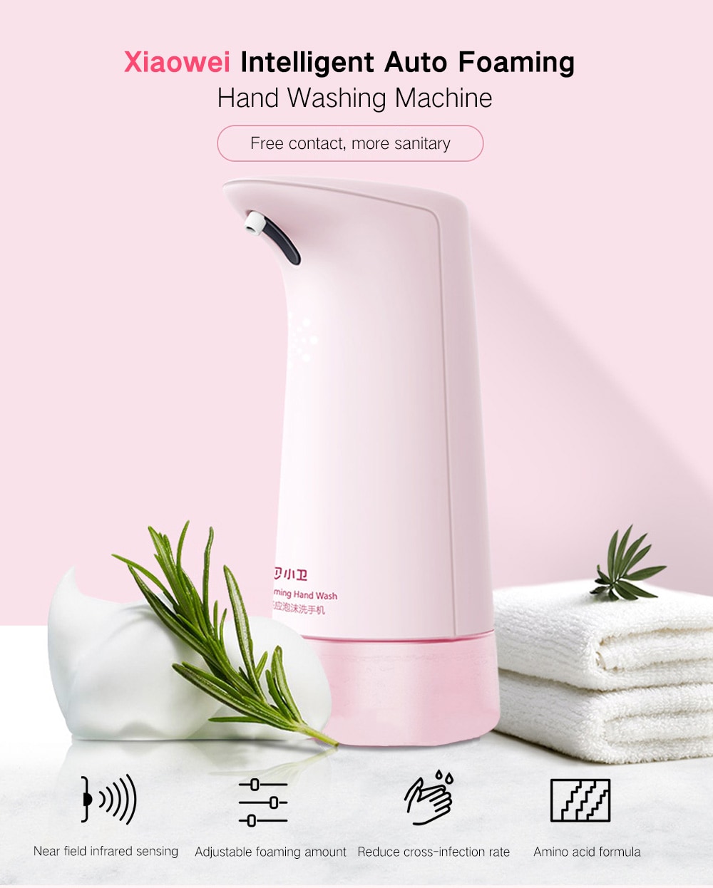 Xiaowei R66018XP Intelligent Auto Induction Foaming Hand Washing Machine- Pig Pink Xiaowei R66018XP Intelligent Auto Induction Foaming Hand Washing Machine- Pig Pink