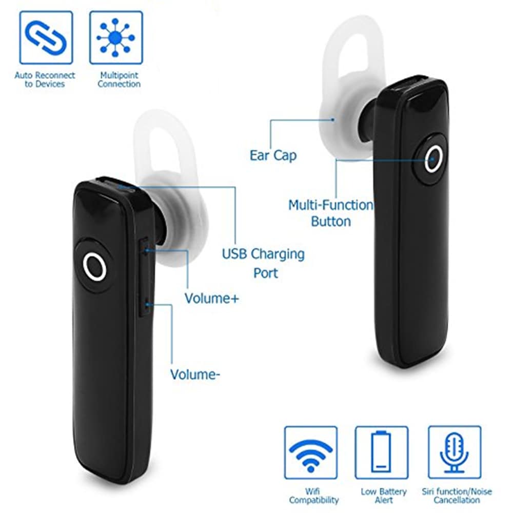 Wireless Bluetooth 4.1 In Ear Earpiece Earbuds Earphones Headphones with Noise Reduction- Black Wireless Bluetooth 4.1 In Ear Earpiece Earbuds Earphones Headphones with Noise Reduction- Black