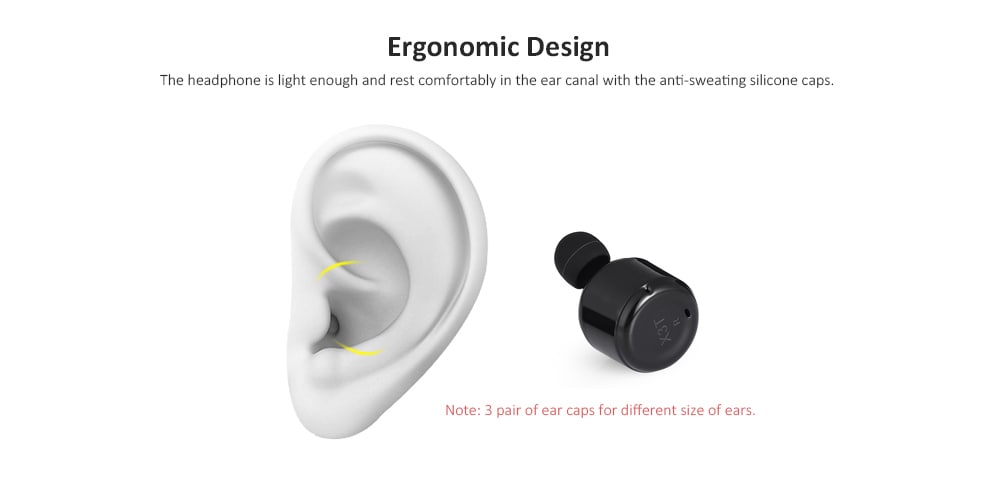X3T Wireless Bluetooth Headset Waterproof Sport Earphone 2PCS- Black X3T Wireless Bluetooth Headset Waterproof Sport Earphone 2PCS- Black