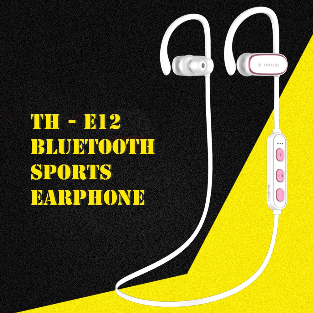 TH - E12 Bluetooth Sports Earphone with Adjustable Ear Hooks IPX5 Waterproof Wireless Earbuds- White TH - E12 Bluetooth Sports Earphone with Adjustable Ear Hooks IPX5 Waterproof Wireless Earbuds- White
