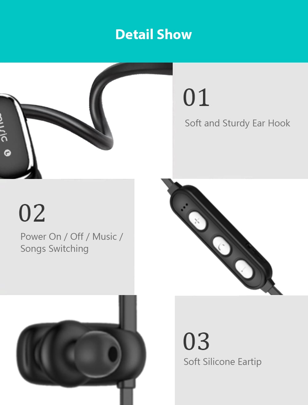 TH - E12 Bluetooth Sports Earphone with Adjustable Ear Hooks IPX5 Waterproof Wireless Earbuds- White TH - E12 Bluetooth Sports Earphone with Adjustable Ear Hooks IPX5 Waterproof Wireless Earbuds- White