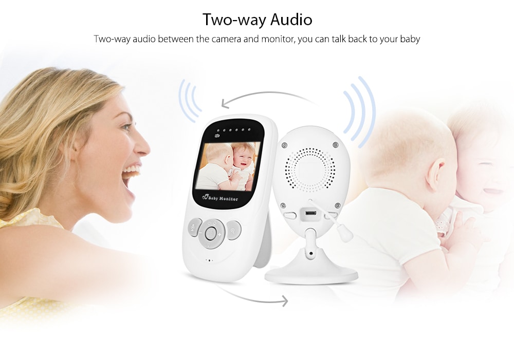 SP880 2.4G Wireless Baby Video Monitor with Night Vision Two-way Talk 2.4 inch LCD Display Temperature Monitoring- White EU Plug SP880 2.4G Wireless Baby Video Monitor with Night Vision Two-way Talk 2.4 inch LCD Display Temperature Monitoring- White EU Plug