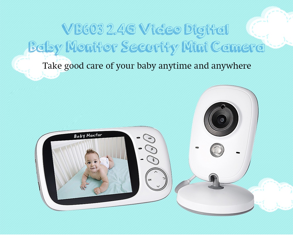 VB603 2.4G Video Digital Baby Monitor Security Mini Camera with 3.2 inch Screen 2 Ways Audio Talk and Night Vision- White VB603 2.4G Video Digital Baby Monitor Security Mini Camera with 3.2 inch Screen 2 Ways Audio Talk and Night Vision- White
